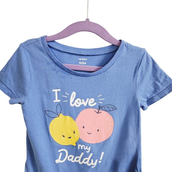 Carter's Girl's Size 5T I Love My Daddy Tee Shirt Fruit Graphic Pastel Purple - Picture 2 of 5